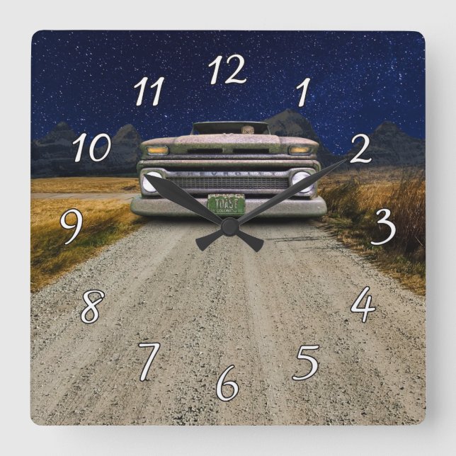 Relógio Quadrado Driver Zombie do Caminhão de Pickup de Rato Vintag (Frente)