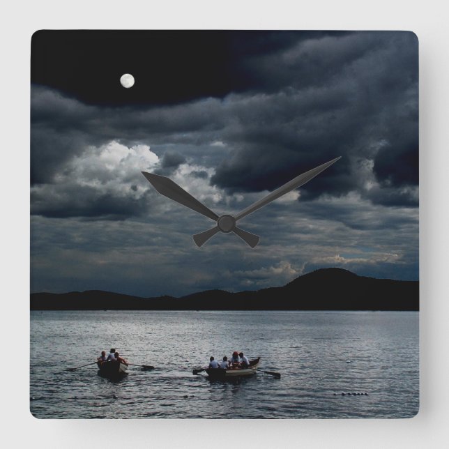 Relógio Quadrado Duas vezes em um poster da lua azul (Frente)