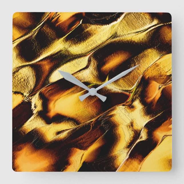 Relógio Quadrado Dunas em bruto em ouro queimado (Frente)