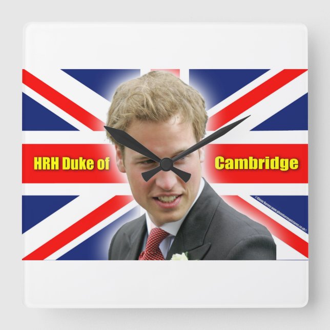 Relógio Quadrado Duque de HRH de Cambridge - impressionante! (Frente)