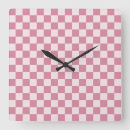 Relógio Quadrado Dusty rose checkerboard pattern