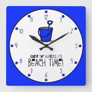 Relógio Quadrado É hora de praia!