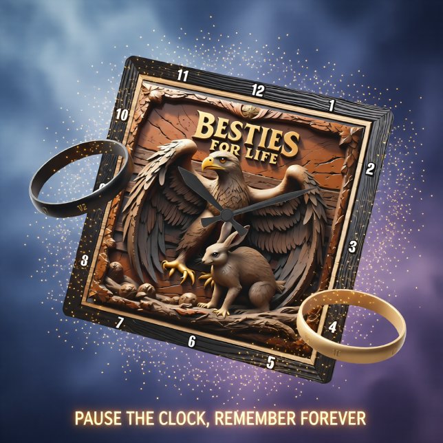 Relógio Quadrado Eagle Rabbit Friendship Mountain (Criador carregado)