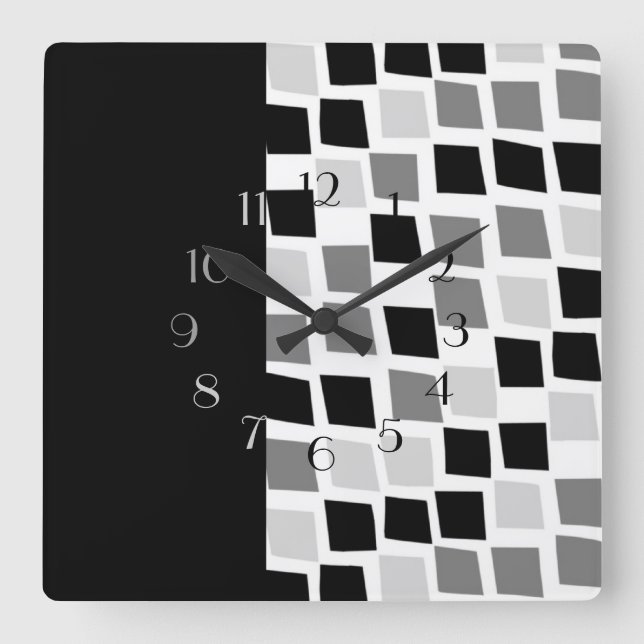 Relógio Quadrado Ébano e marfim (Frente)