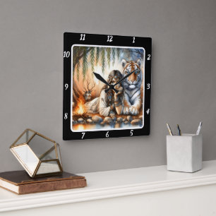 Relógio Quadrado Ecos Nativos: Montanha Pica o Passo de Tigre