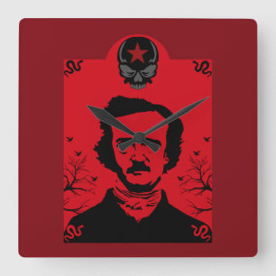 Relógio Quadrado Edgar Allan Poe Black Raven