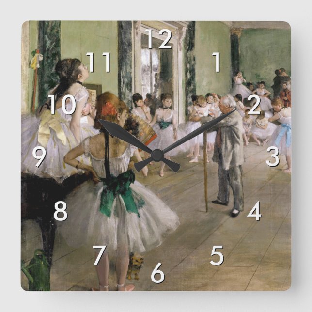 Relógio Quadrado Edgar Degas - A Classe da Dança (Frente)