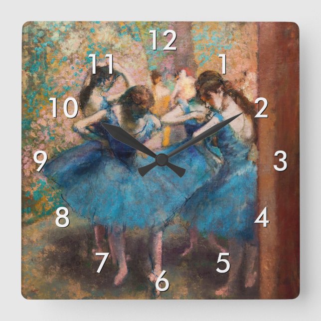 Relógio Quadrado Edgar Degas - Dançarinas em azul (Frente)