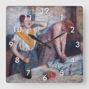 Relógio Quadrado Edgar Degas - Mulheres Passando Roupa
