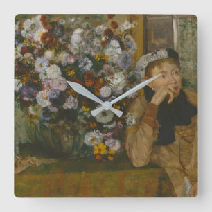 Relógio Quadrado Edgar Degas uma mulher assentada ao lado de um