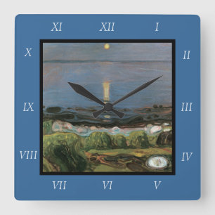 Relógio Quadrado Edvard Munch Painting, Summer Night by Beach