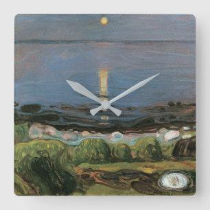Relógio Quadrado Edvard Munch Painting, Summer Night by Beach