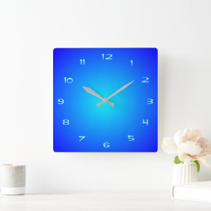 Relógio Quadrado Efeito iluminado nos blocos de cozinha azul-aqua
