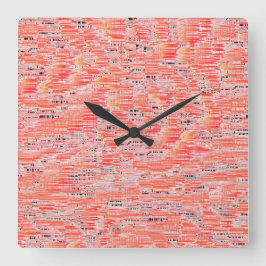 Relógio Quadrado Efeito mosaico estreito do salmão e do pêssego