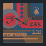 Relógio Quadrado Egípcios Símbolos Art Deco Composição #5<br><div class="desc">Egípcios Símbolos Art Deco Composição #5</div>