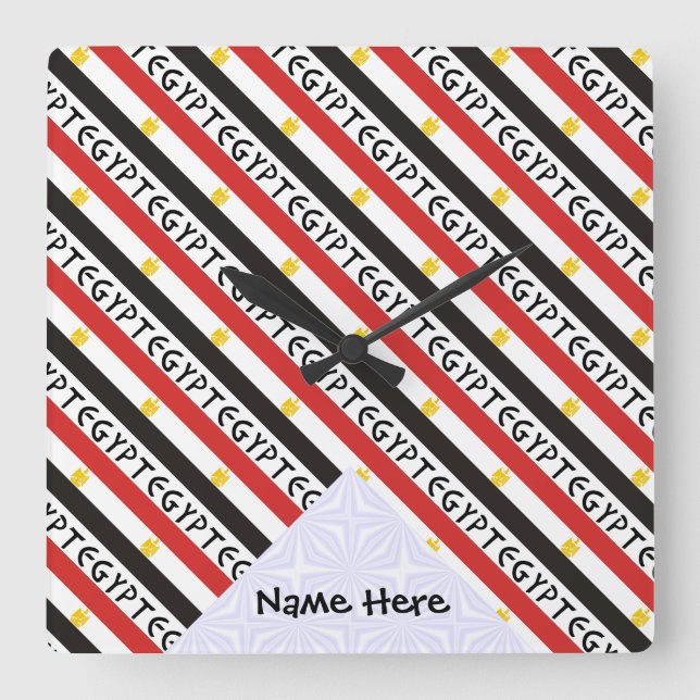Relógio Quadrado Egito e bandeira egípcia estão com seu nome (Frente)