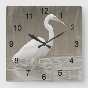 Relógio Quadrado Egret Branco do excelente