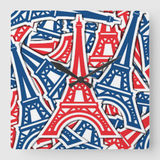 Relógio Quadrado Eiffel Tower, France Pattern