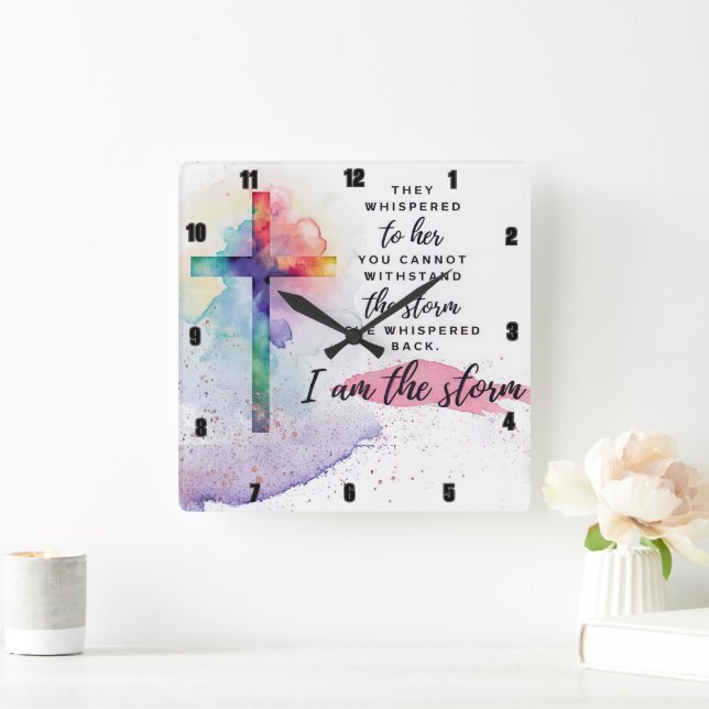 Relógio Quadrado Ela sussurrou de volta. Eu sou a tempestade. (Lar)