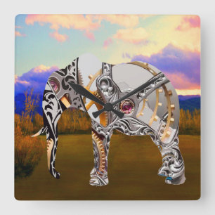 Relógio Quadrado Elefante De Clocos