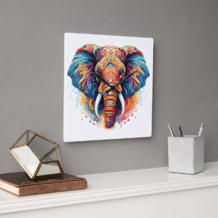 Relógio Quadrado Elefante de estilo boêmico
