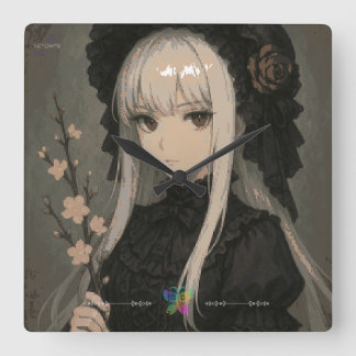 Relógio Quadrado Elegance of the Midnight Blossom Maiden Premium