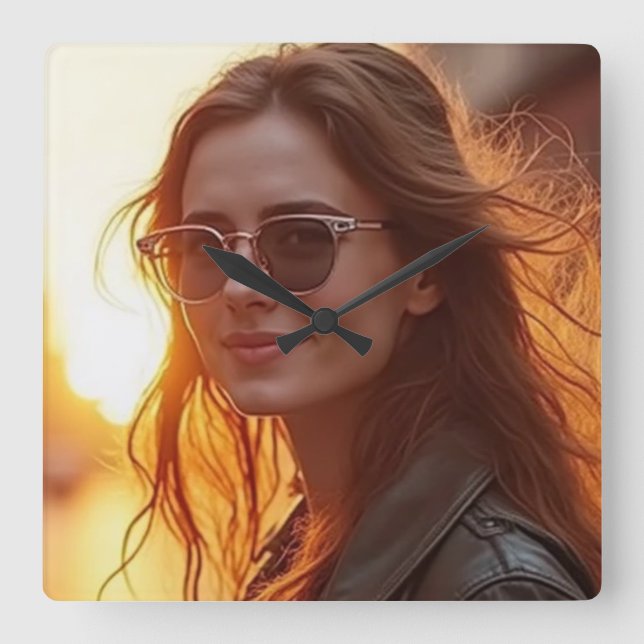 Relógio Quadrado Elegância da hora do ouro (Frente)