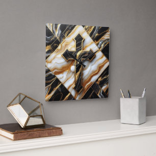 Relógio Quadrado Elegância Padrão monocromático cerâmico Toques dou