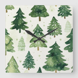 Relógio Quadrado Elegant Christmas Wall Clock – Festive Winter Time
