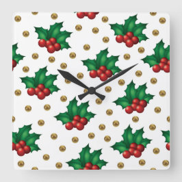 Relógio Quadrado Elegant Christmas Wall Clock – Festive Winter Time
