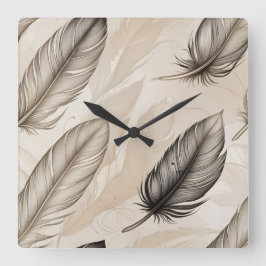Relógio Quadrado Elegant Feathers Clock