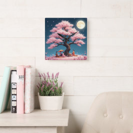 Relógio Quadrado Elegant Hanami Cherry Blossom Wall Clock