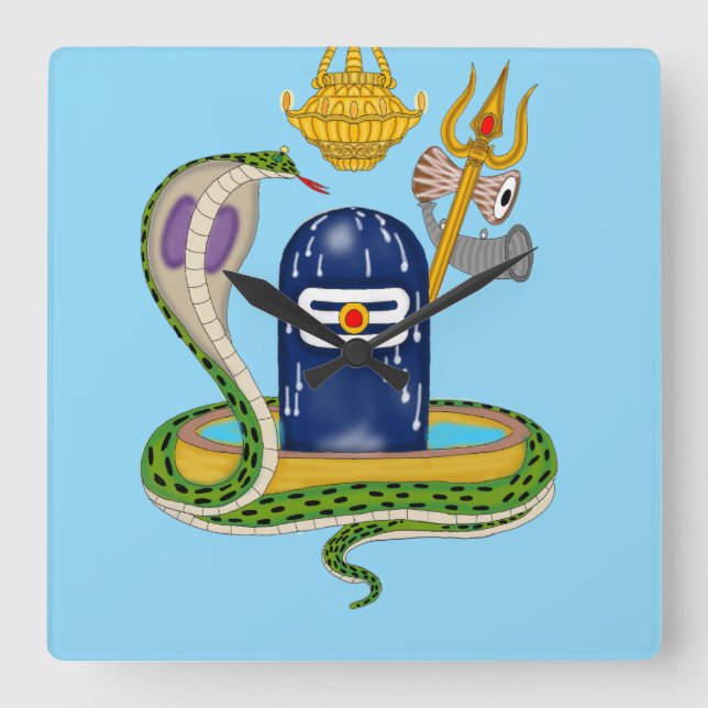 Relógio Quadrado Elegant Shivlingam Clock – Divine Timepiece for Sp (Frente)