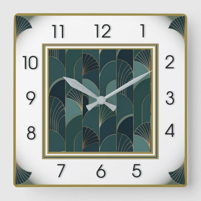 Relógio Quadrado Elegante Art Déco (Frente)