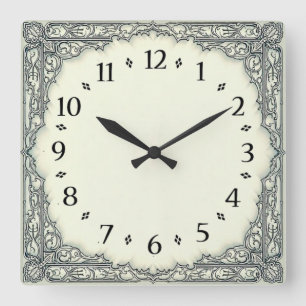 Relógio Quadrado Elegante Art Déco