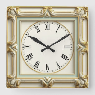 Relógio Quadrado Elegante Art Déco Branco