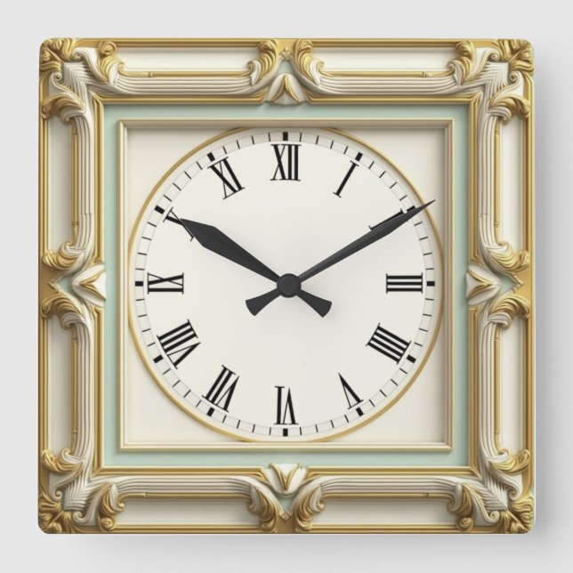 Relógio Quadrado Elegante Art Déco Branco (Frente)