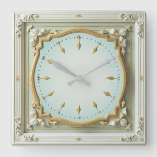 Relógio Quadrado Elegante Art Déco Menta