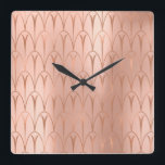 Relógio Quadrado Elegante da Geometria de Cobre Dourada Art Deco<br><div class="desc">Design de Florença italiana - moda,  luxuosa,  florenceK</div>