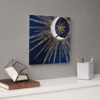 Elegante, Dourada e Azul Lua Solar Mandala Dobra A