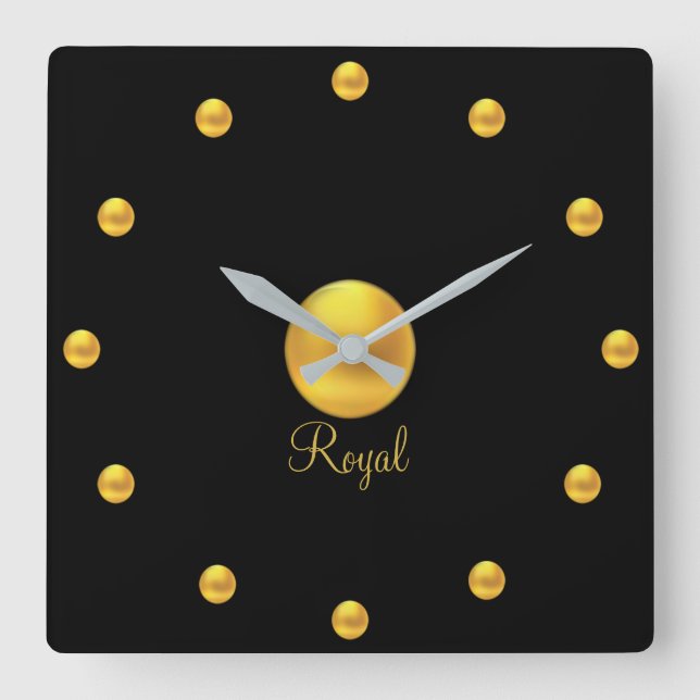 Relógio Quadrado Elegante Dourado Real (Frente)