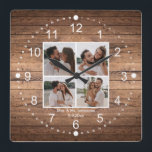 Relógio Quadrado elegante mrs & mr 4 fotos colagem casamento rústic<br><div class="desc">fotos de freepik.com elegante mrs & mr mínimo 4 fotos colagem de madeiras rústicas aniversário de casamento Square Wall Clock</div>
