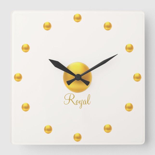 Relógio Quadrado Elegante Royal Dourado (Frente)