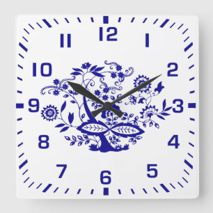 Relógio Quadrado Elemento azul do estilo da cebola