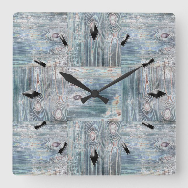 Relógio Quadrado Elementos de manchas texturizadas de madeira desig (Frente)