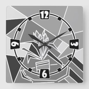 Relógio Quadrado Elementos românticos de textura mosaica vitrosos f