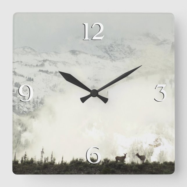 Relógio Quadrado Elk no Grand Teton National Park Fotografia (Frente)