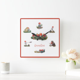 Relógio Quadrado Elsa Beskow Crianças da Floresta