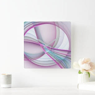 Relógio Quadrado Em movimento, Arte Fractal Colorida Abstrato Moder