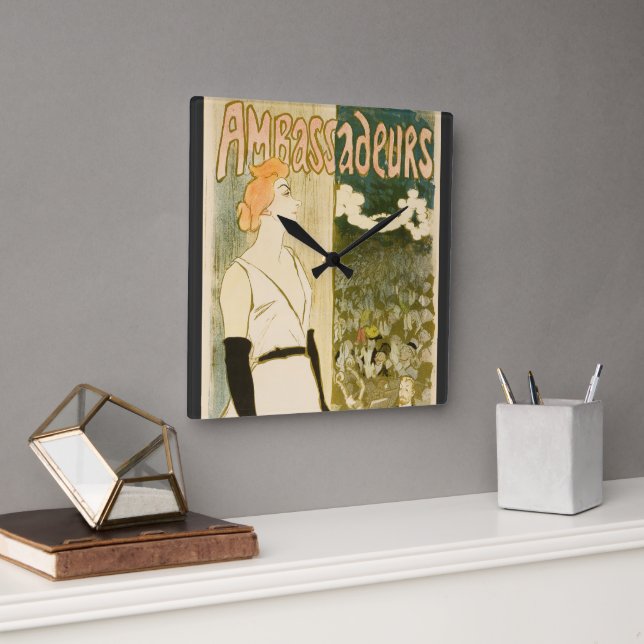 Relógio Quadrado Embaixadores Yvette Guilbert por Theophile Steinle (Escritório)